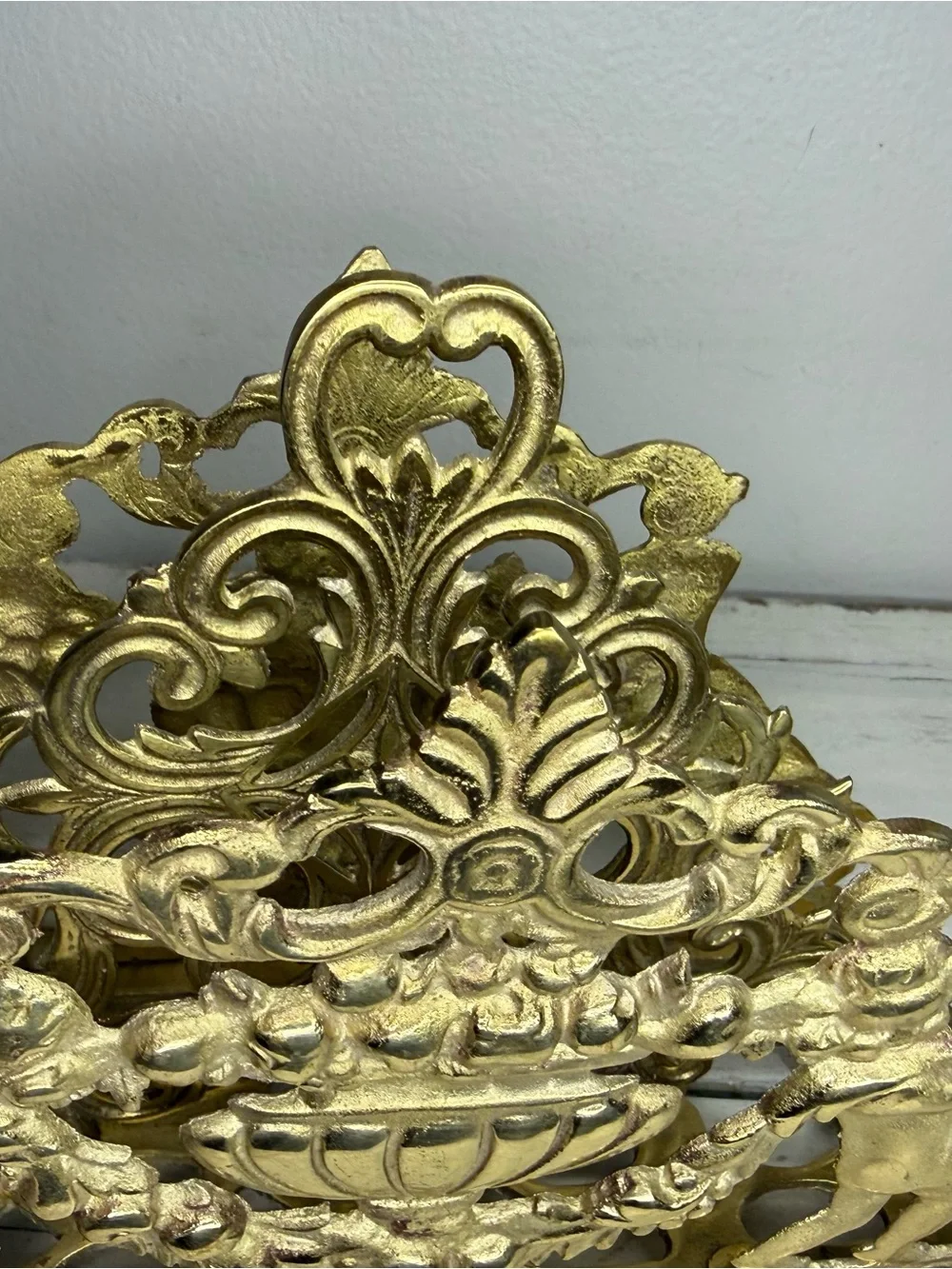 VTG Brass Ornate Victorian Desk Mail Letter Organizer w/Cherubs Andrea by Sadek